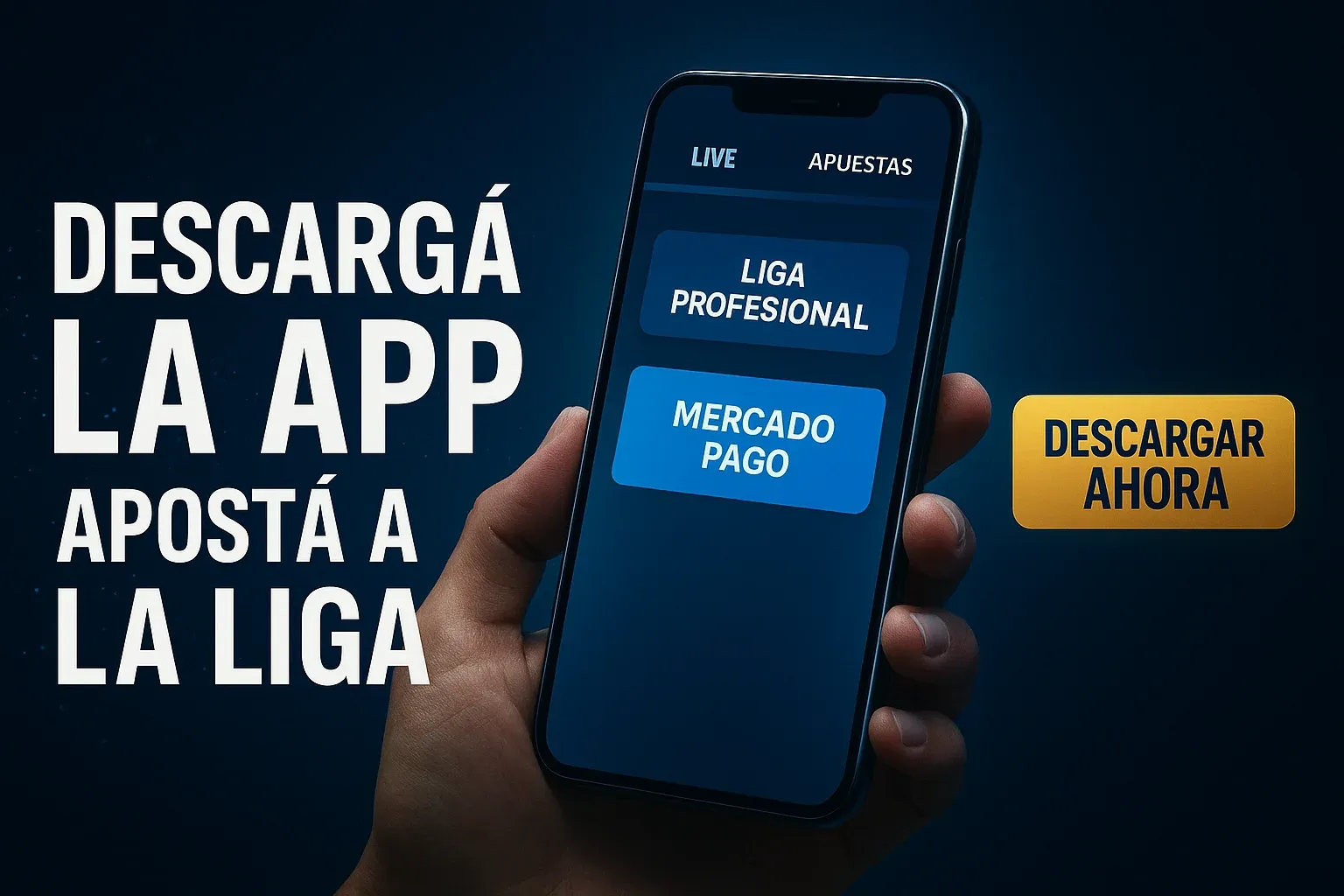 Banner de apuestas a la Liga con app en Android y botón descargar