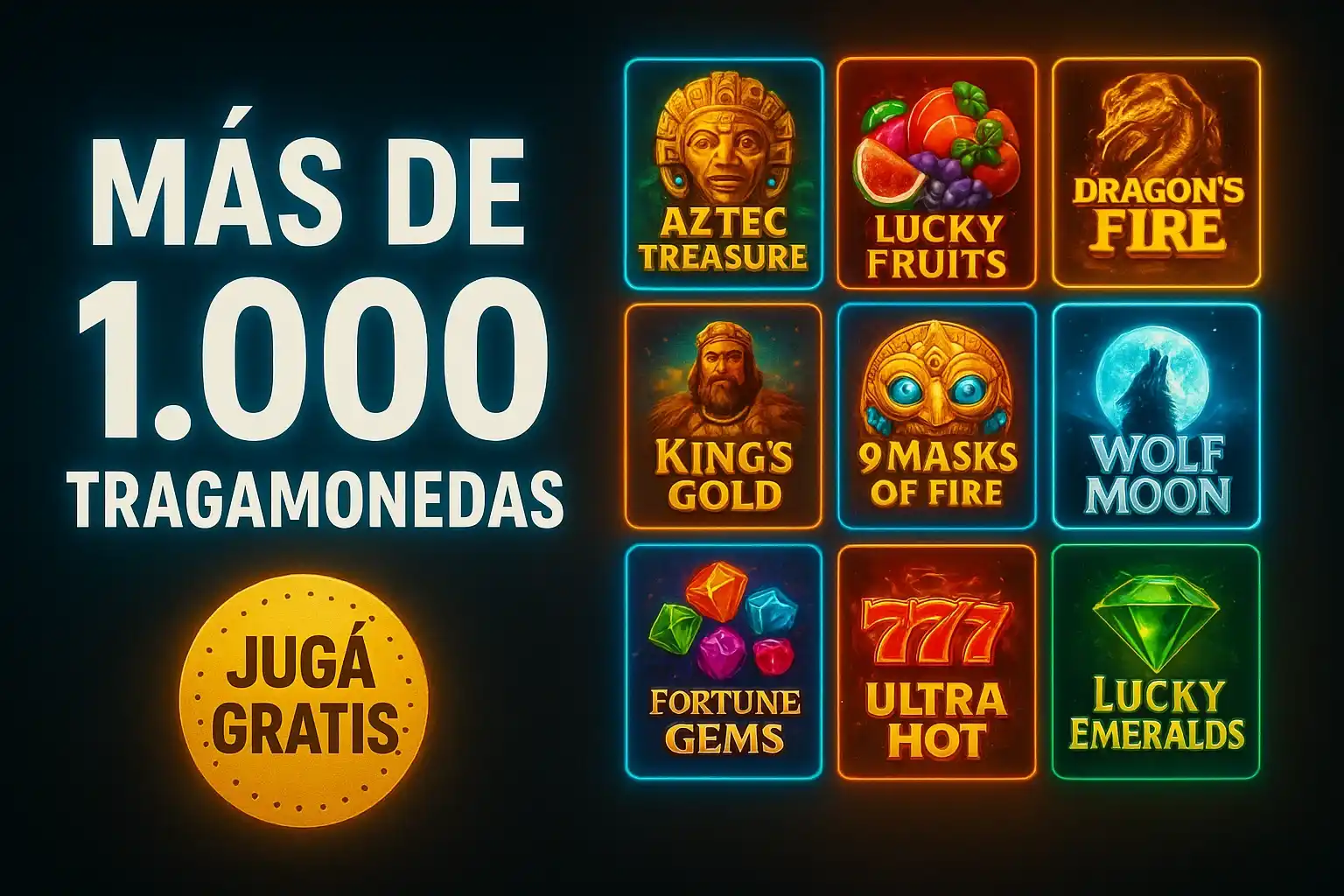 Banner de casino con más de 1.000 tragamonedas y jugá gratis