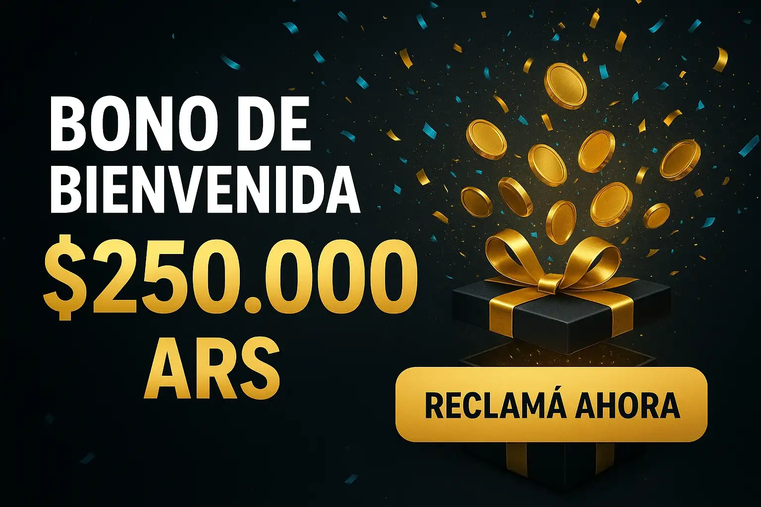 Banner de casino con bono de bienvenida y botón reclamá ahora